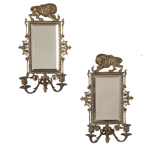 Pair Of 19Th Century French Mirrored Bronze Appliques