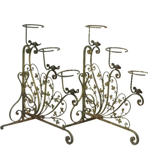 Pair Of French Decorative Iron Plant Stands