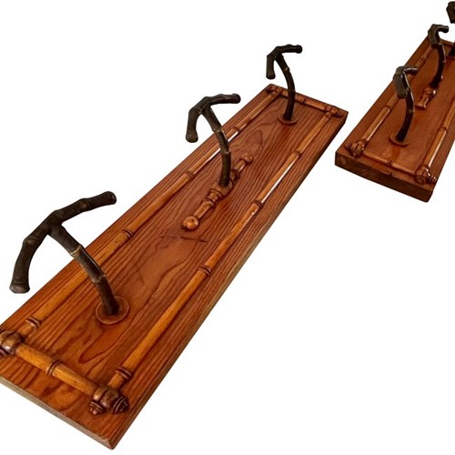 Pair Of Faux Bamboo Hanging Coat Hook Racks