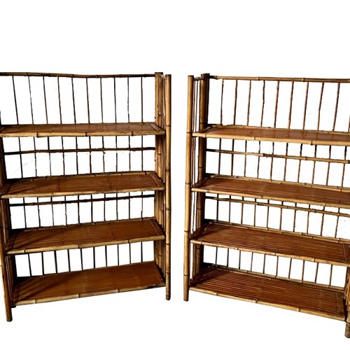 Pair Of Bamboo Bookcase Shelves