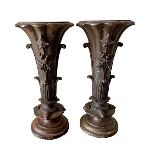 Pair Of French Cast Iron Vases
