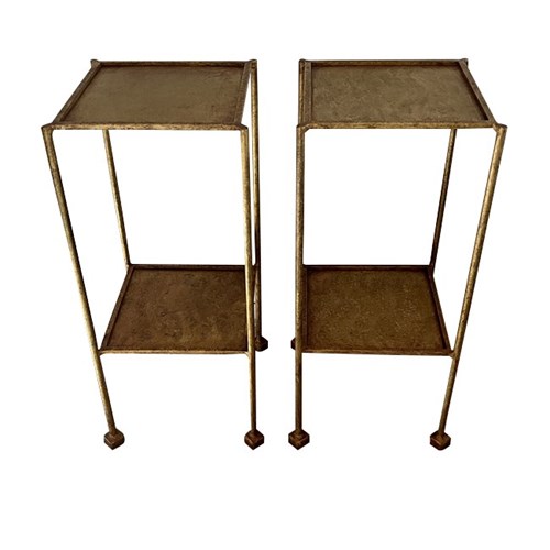 Pair Of Mid-Century Spanish Gilt-Iron End Tables
