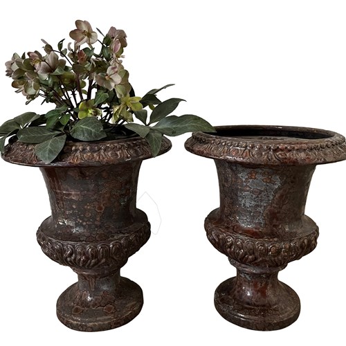 Pair Of 'Maison Romeo' Glazed Terracotta Medici Vases
