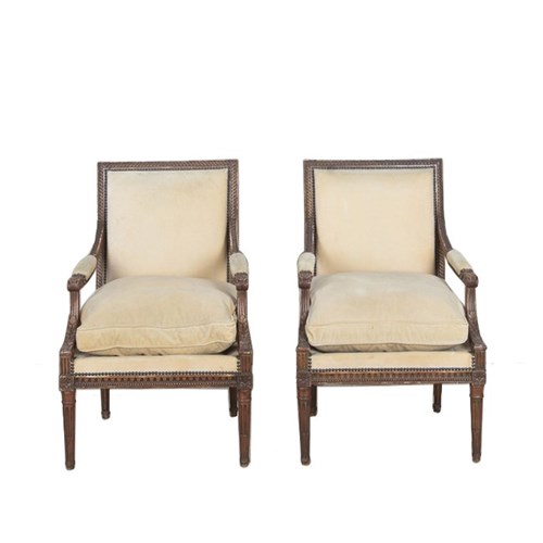 Pair Of Louis Xvi Revival Open Armchairs