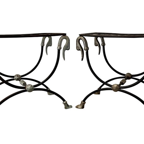 Pair Of French Mid-Century Maison Jansen Style Curule Stools