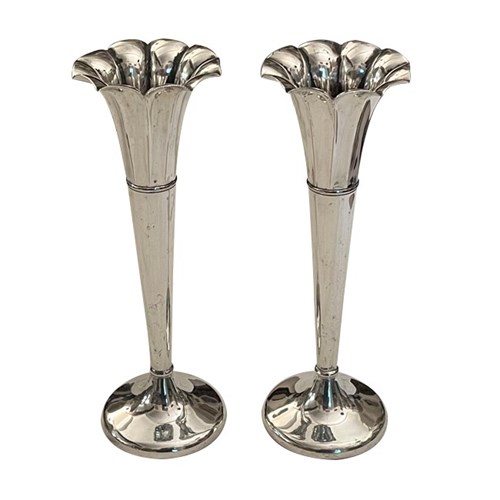 Pair Of Early 20Th Century Mappin & Webb Trumpet Vases