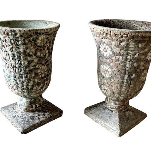 Two 20Th Century French Pebble-Set Planters