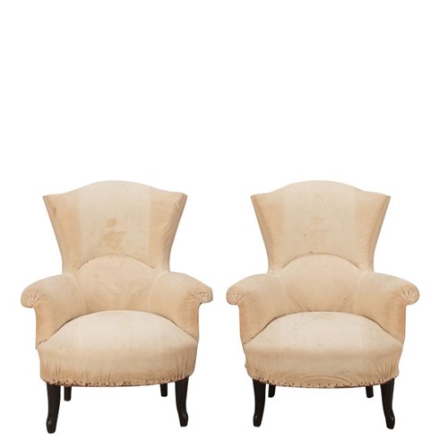 Pair Of Napoleon III Fish Tail Back Armchairs