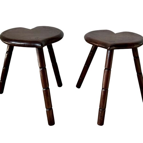 Pair Of French Heart Tripod Stools