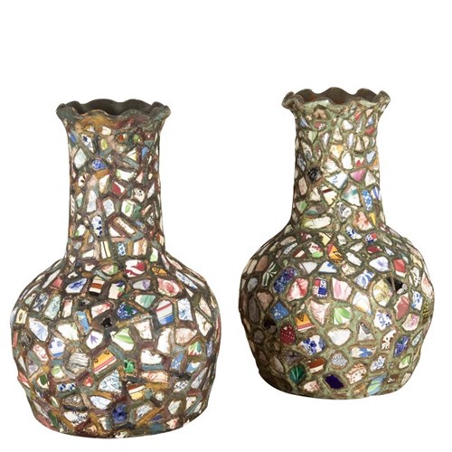 Pair Of Large French Picassiette Vases