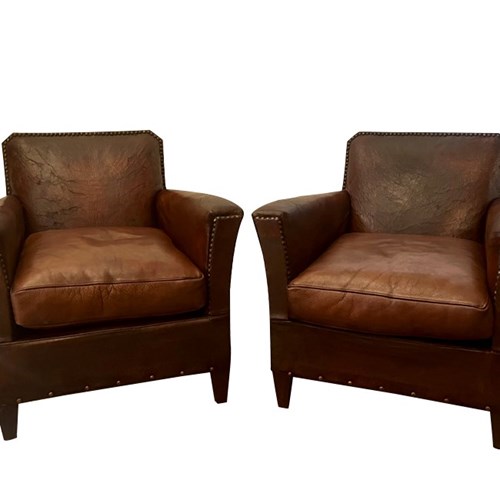 Pair Of 1920'S French Leather Club Chairs