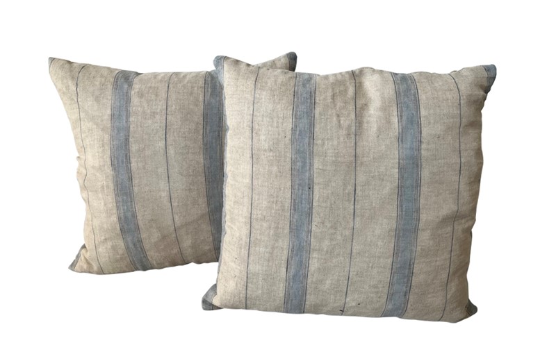 Pair of french antique linen cushions-adps-antiques-pair-of-striped-french--linen-cushions-4609--4610-1-main-637997243328935264.jpg