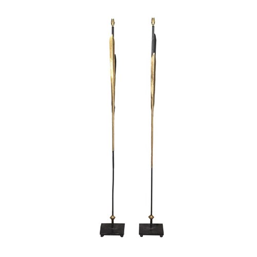 Pair Of Tall Reed Floor Lamps