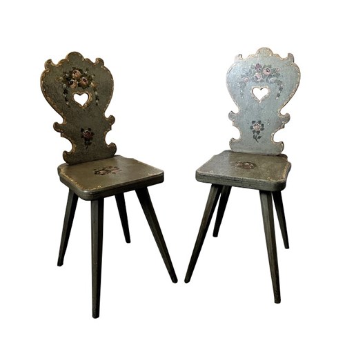 Pair Of Charming Folk Art Side Chairs