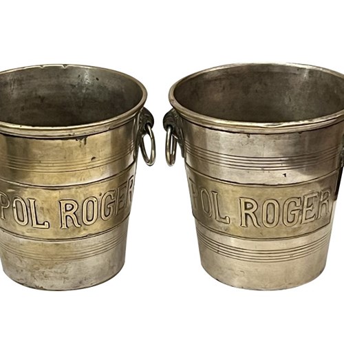 Pair Of 1930'S Art Deco Pol Roger Champagne Buckets