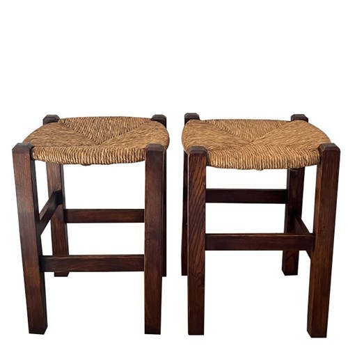 Pair Of 20Th Century French Strawed Stools
