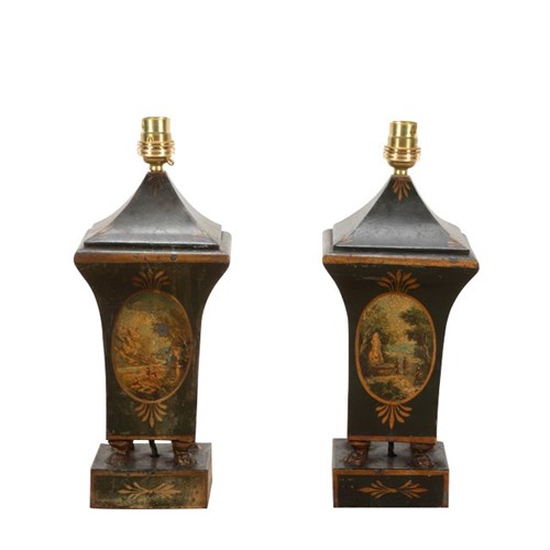 Pair Of Directoire Revival Tole Table Lamps