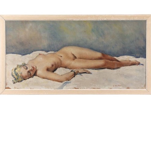 Painting Of A Reclining Female Figure By G.Himbert