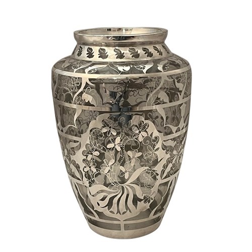 French Vase With Silver Overlay