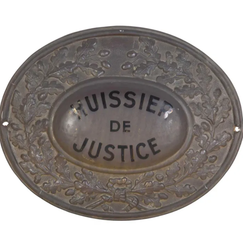 French Tole Huissier De Justice Sign