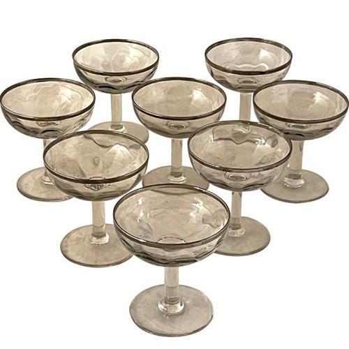 Set Of Eight French Art Deco Champagne Glasses