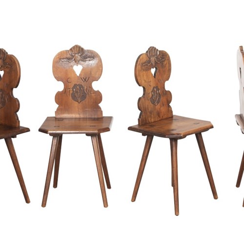 Set Of Four Walnut Alsace Chairs