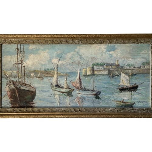 Painting Of A French Fishing Port