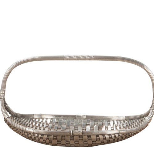 Silverplate Woven Bread Basket With Handle