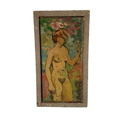 Small Fmid-Century French Painting Of A Female Nude