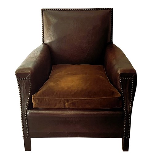 Small French Leather Club Chair