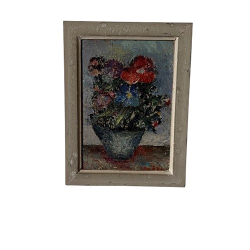 Small French Still Life Painting Of Anemones