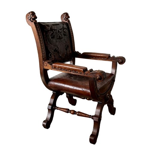 19Th Century Embossed Leather Armchair
