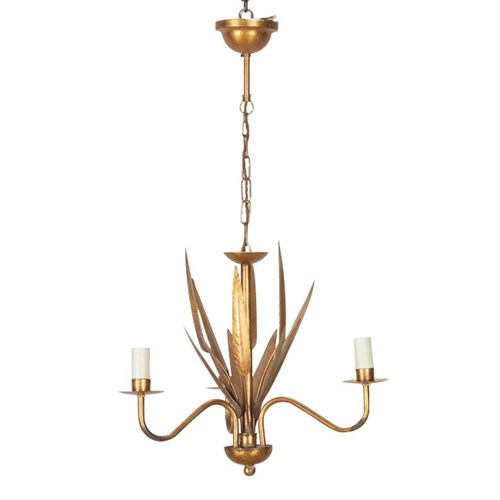 Mid Century Spanish Giltmetal Foliate Chandelier