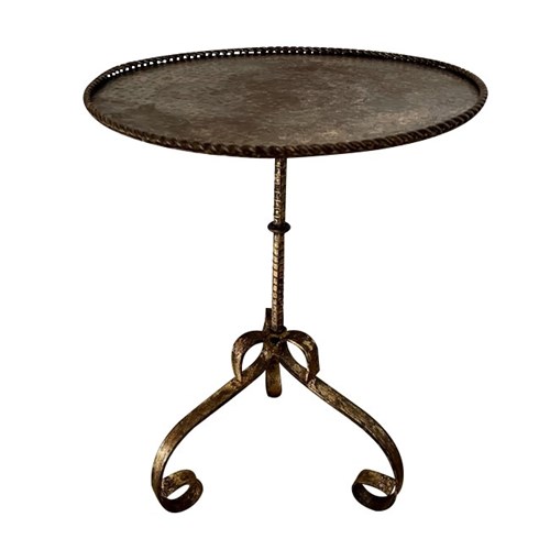 Large Mid-Century Spanish Gilt Iron Martini Or Cocktail Table