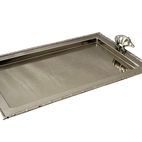 Mid Century Spanish Cocktail Tray With Boar Handles