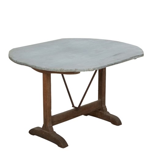 Early 20Th Century French Zinc Top Vineyard Table