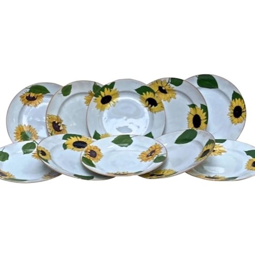 Set Of 10 Hand Painted China Plates With Sunflowers Made In Limoges France  