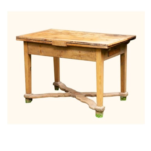 19Th C. Austrian Pine Refectory Table With Sliding Extensions.