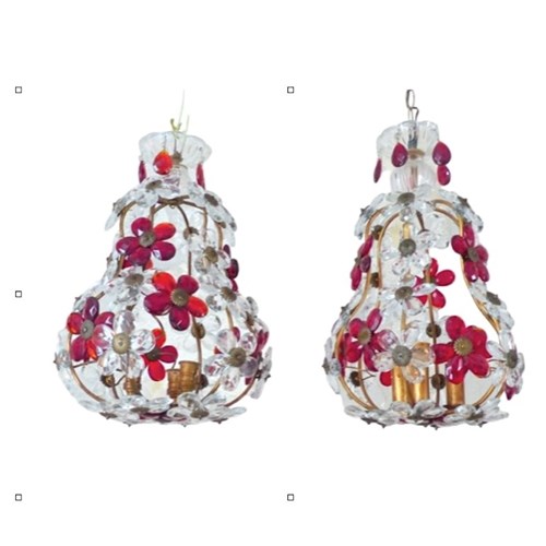 Pair Of Pretty Teardrop Shape Chandeliers By Maison Bagués Of Paris