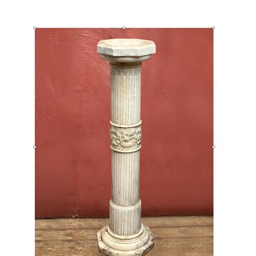 Superb 19Th C.Marble 'Stoup' Column From A Loire Church