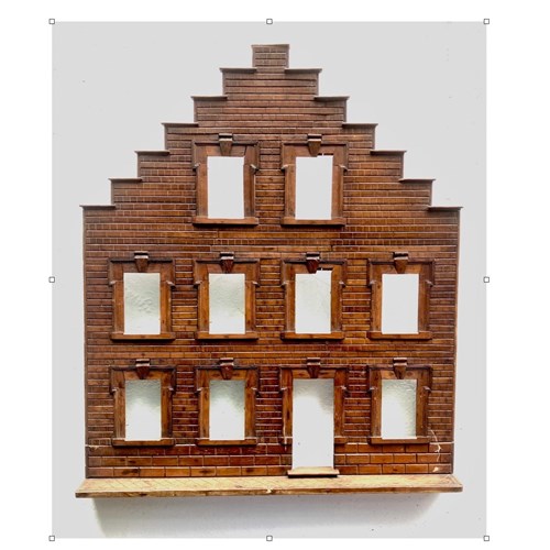 French Folk Art Wooden House Front Display For Family Photos  