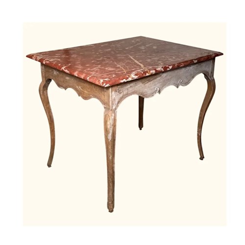 Late 19Thc. Red Marble Top Cherrywood  Side Table From France 