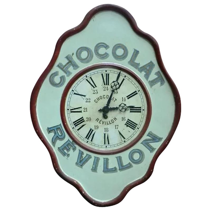 Original 'Chocolat Revillon' Advertising Clock From France-aeology-at-relic-antiques-original-vintage-advertising-clock-x7827chocolat-revillonx7827-full-1a-2048-1010-44141903-f-main-638362539377761926.png
