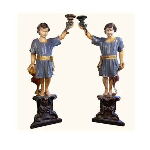 Pair Of 17Th C. Torcheres From A Monastery In Pistoia, Italy