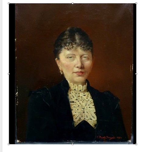 19Thc.Signed Oil Portrait Of A Parisienne.