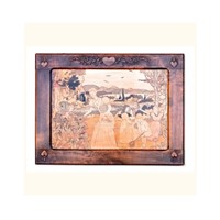 French 'Pokerwork' Picture in Carved Frame