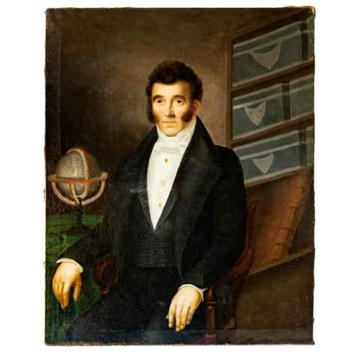 Large Portrait In Oil Of  An Explorer