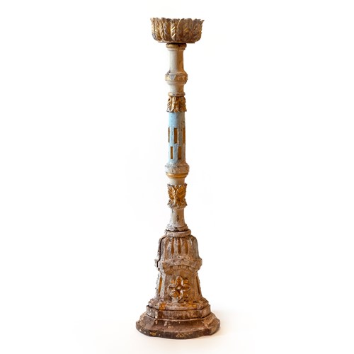 18Th C. Carved Candlestick From Catalonia