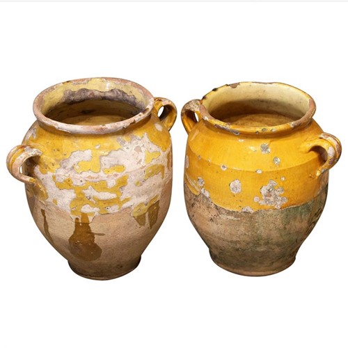 Pr Of Large Earthenware 'Confit' Pots From Provence