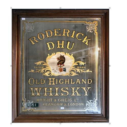 Magnificent London Pub Mirror For Rod Dhu Highland Whisky